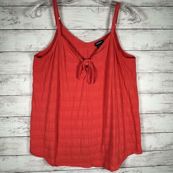 Torrid Terracotta Orange Textured Crinkled Flared Tie Front Cami 0 10-12 L - Picture 2 of 6